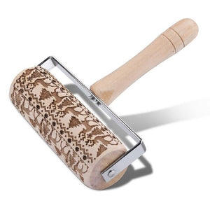 Single Hand-held Wooden Print Rolling Pin-Kitchen Accessories-Tupperware 4 Sale