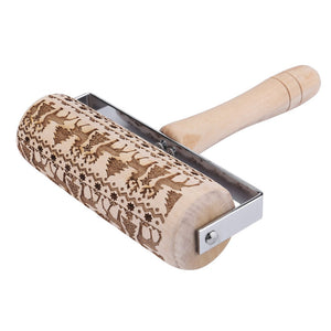 Single Hand-held Wooden Print Rolling Pin-Kitchen Accessories-Tupperware 4 Sale