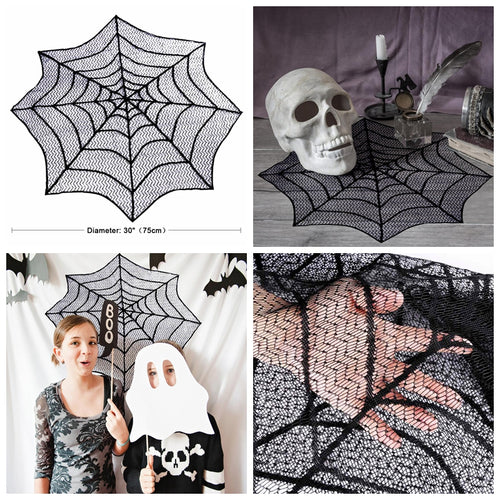 Halloween Black Spider Web Tablecloth-Kitchen Accessories-Tupperware 4 Sale