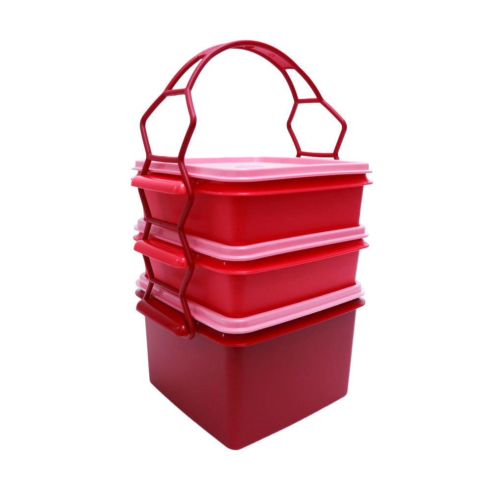 Tupperware Triffin Delight Red Lunch Boxes | Picnic Lunchboxes-Lunch Box-Tupperware 4 Sale
