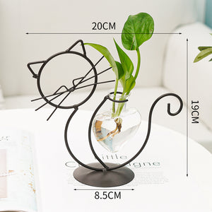 Simple Cat Iron Flower Hydroponic Vase-Home Decor-Tupperware 4 Sale