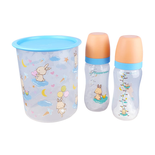 Tupperware Happy Bunny Baby Set Container + Milk Bottles-Drinking Bottles-Tupperware 4 Sale