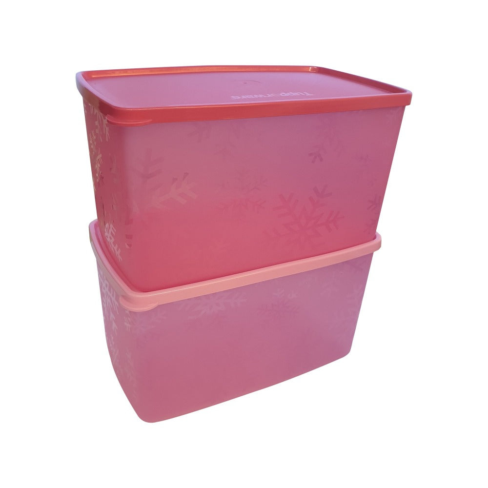 Tupperware Snowflake Double Square Round-Chiller Storage-Tupperware 4 Sale