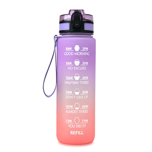 Reusable & Motivational Water Bottle with Time Marker Reminder & Straw - 1L-Drinking Bottles-Tupperware 4 Sale