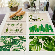 Load image into Gallery viewer, Cotton Linen Green Leaf Printed Table Dishware Place Mats-Dining Accessories-Tupperware 4 Sale