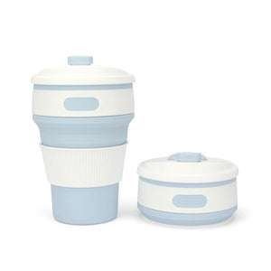 Reusable & Collapsible Silicone Coffee Cup with Lid & Straw 350ML-Coffee Cup-Tupperware 4 Sale