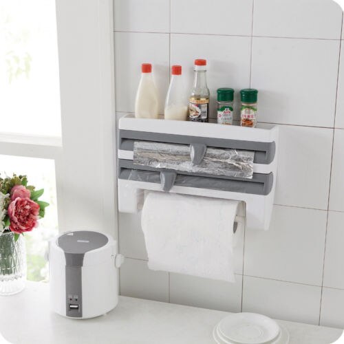 4 in 1 Wall Mount Cling Film Towel Roll Holder-Kitchen Accessories-Tupperware 4 Sale