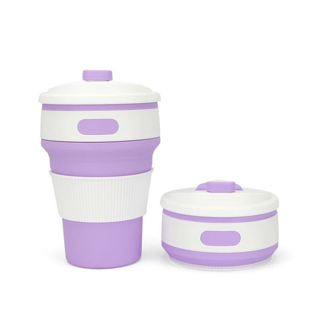 Reusable & Collapsible Silicone Coffee Cup with Lid & Straw 350ML-Coffee Cup-Tupperware 4 Sale
