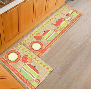 Non-Slip Modern Kitchen Pattern Design 2 Pieces Kitchen Mat Set-Floor Mats-Tupperware 4 Sale