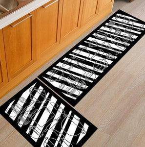 Non-Slip Modern Kitchen Pattern Design 2 Pieces Kitchen Mat Set-Floor Mats-Tupperware 4 Sale