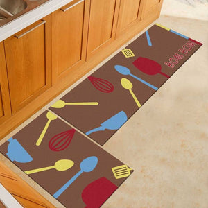 Non-Slip Modern Kitchen Pattern Design 2 Pieces Kitchen Mat Set-Floor Mats-Tupperware 4 Sale