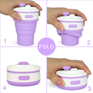 Reusable & Collapsible Silicone Coffee Cup with Lid & Straw 350ML-Coffee Cup-Tupperware 4 Sale