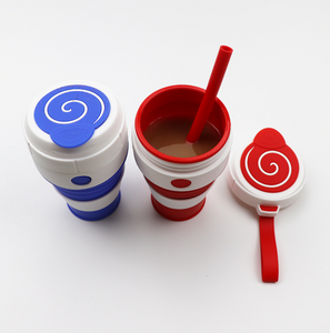 Reusable & Collapsible Silicone Coffee Cup with Lid, Strap & Straw 450ML-Coffee Cup-Tupperware 4 Sale