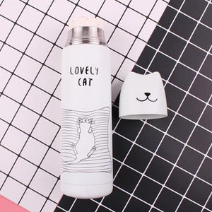 Cute Smiling Cat Stainless Steel Insulated Water Bottle 500ml-Insulated Water Bottle-Tupperware 4 Sale