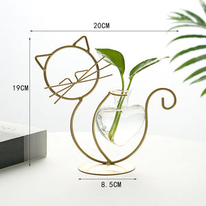 Simple Cat Iron Flower Hydroponic Vase-Home Decor-Tupperware 4 Sale