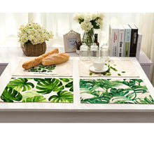 Load image into Gallery viewer, Cotton Linen Green Leaf Printed Table Dishware Place Mats-Dining Accessories-Tupperware 4 Sale