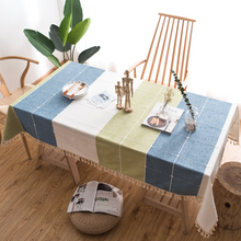Load image into Gallery viewer, Striped Plaid Cotton Linen Tablecloth-Dining Accessories-Tupperware 4 Sale