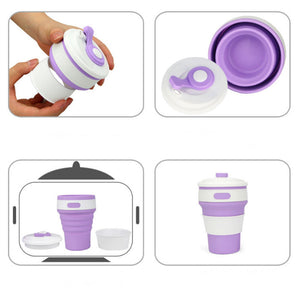 Reusable & Collapsible Silicone Coffee Cup with Lid & Straw 350ML-Coffee Cup-Tupperware 4 Sale