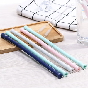 Foldable Silicone Reusable Straw with Carrying Case and Cleaning Brush-Outdoor Accessories-Tupperware 4 Sale