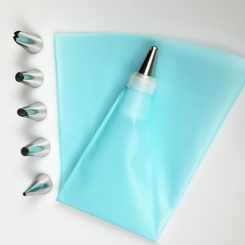 Silicone Icing Piping Cream Pastry Bag & Steel Nozzle Set-Kitchen Accessories-Tupperware 4 Sale