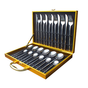 Luxury Knife, Spoon, Teaspoon & Fork Cutlery Set with Gift Box-Dining Accessories-Tupperware 4 Sale