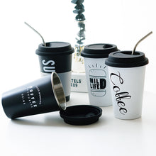 Load image into Gallery viewer, Reusable Stainless Steel Coffee Cup with Lid &amp; Straws 480ml-Coffee Cup-Tupperware 4 Sale