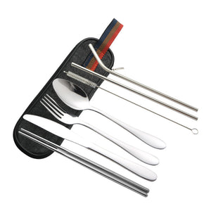 8Pcs/Set Portable Steel Tableware Dinnerware Cutlery Kit-Dining Accessories-Tupperware 4 Sale