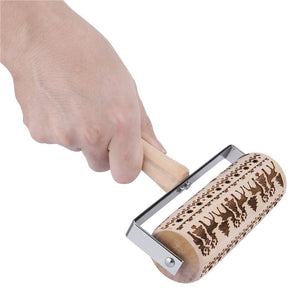 Single Hand-held Wooden Print Rolling Pin-Kitchen Accessories-Tupperware 4 Sale