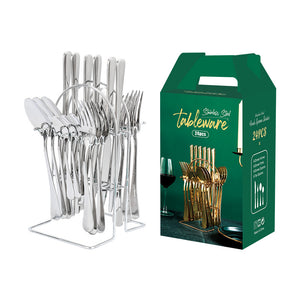 Stainless Steel Knife, Spoon, Teaspoon & Fork Cutlery Set with Rack & Gift Box-Dining Accessories-Tupperware 4 Sale