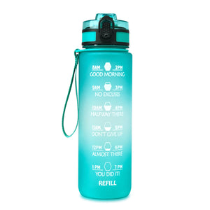 Reusable & Motivational Water Bottle with Time Marker Reminder & Straw - 1L-Drinking Bottles-Tupperware 4 Sale