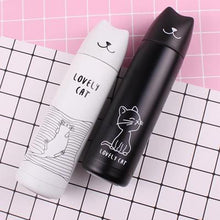 Load image into Gallery viewer, Cute Smiling Cat Stainless Steel Insulated Water Bottle 500ml-Insulated Water Bottle-Tupperware 4 Sale