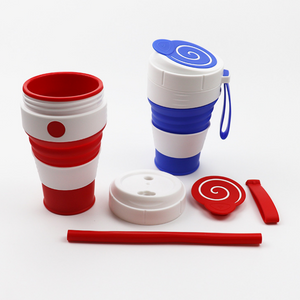 Reusable & Collapsible Silicone Coffee Cup with Lid, Strap & Straw 450ML-Coffee Cup-Tupperware 4 Sale