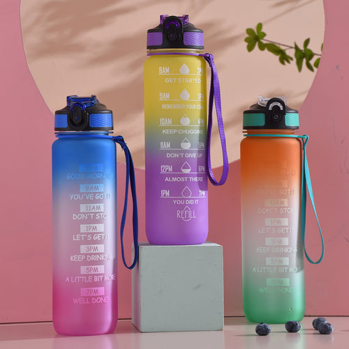 Reusable Water Bottle with Time Marker & Straw For Direct Drinking - 1L-Drinking Bottles-Tupperware 4 Sale