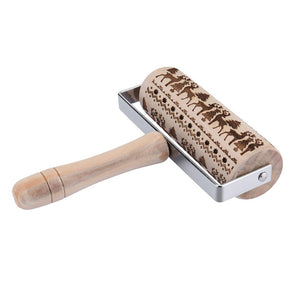 Single Hand-held Wooden Print Rolling Pin-Kitchen Accessories-Tupperware 4 Sale