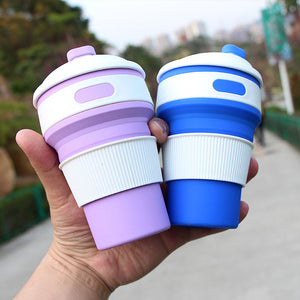 Reusable & Collapsible Silicone Coffee Cup with Lid & Straw 350ML-Coffee Cup-Tupperware 4 Sale