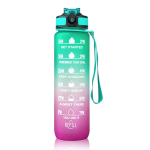 Reusable Water Bottle with Time Marker & Straw For Direct Drinking - 1L-Drinking Bottles-Tupperware 4 Sale