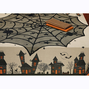 Halloween Lace Tablecloth Black Spider Web-Kitchen Accessories-Tupperware 4 Sale