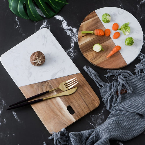 Marble and Acacia Wood Non Slip Kitchen Cutting Board-Kitchen Accessories-Tupperware 4 Sale