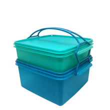 Load image into Gallery viewer, Tupperware Jumbo Goody Box with Carolier - Blue &amp; Green-Lunch Box-Tupperware 4 Sale