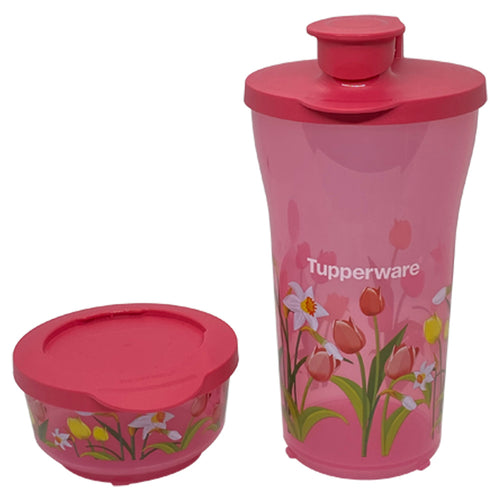 Tupperware Quench & Snack Set (Pink)-Drinking Bottles-Tupperware 4 Sale