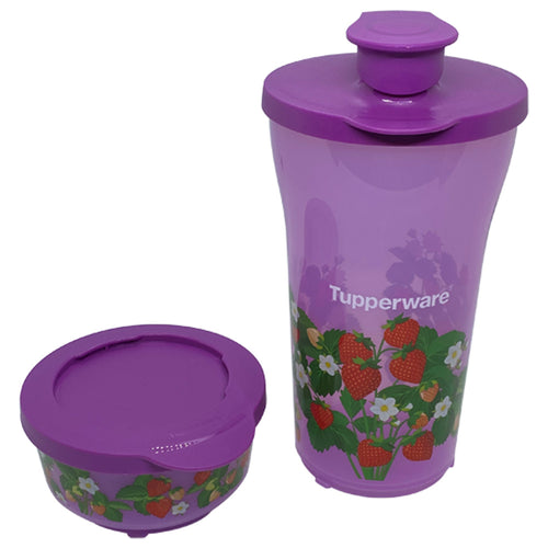 Tupperware Quench & Snack Set (Purple)-Drinking Bottles-Tupperware 4 Sale