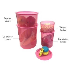 Tupperware One Touch Canister Junior Pink-Food Storage-Tupperware 4 Sale
