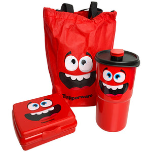 Tupperware Red Smiley Lunch Set with Bag-Lunch Box-Tupperware 4 Sale